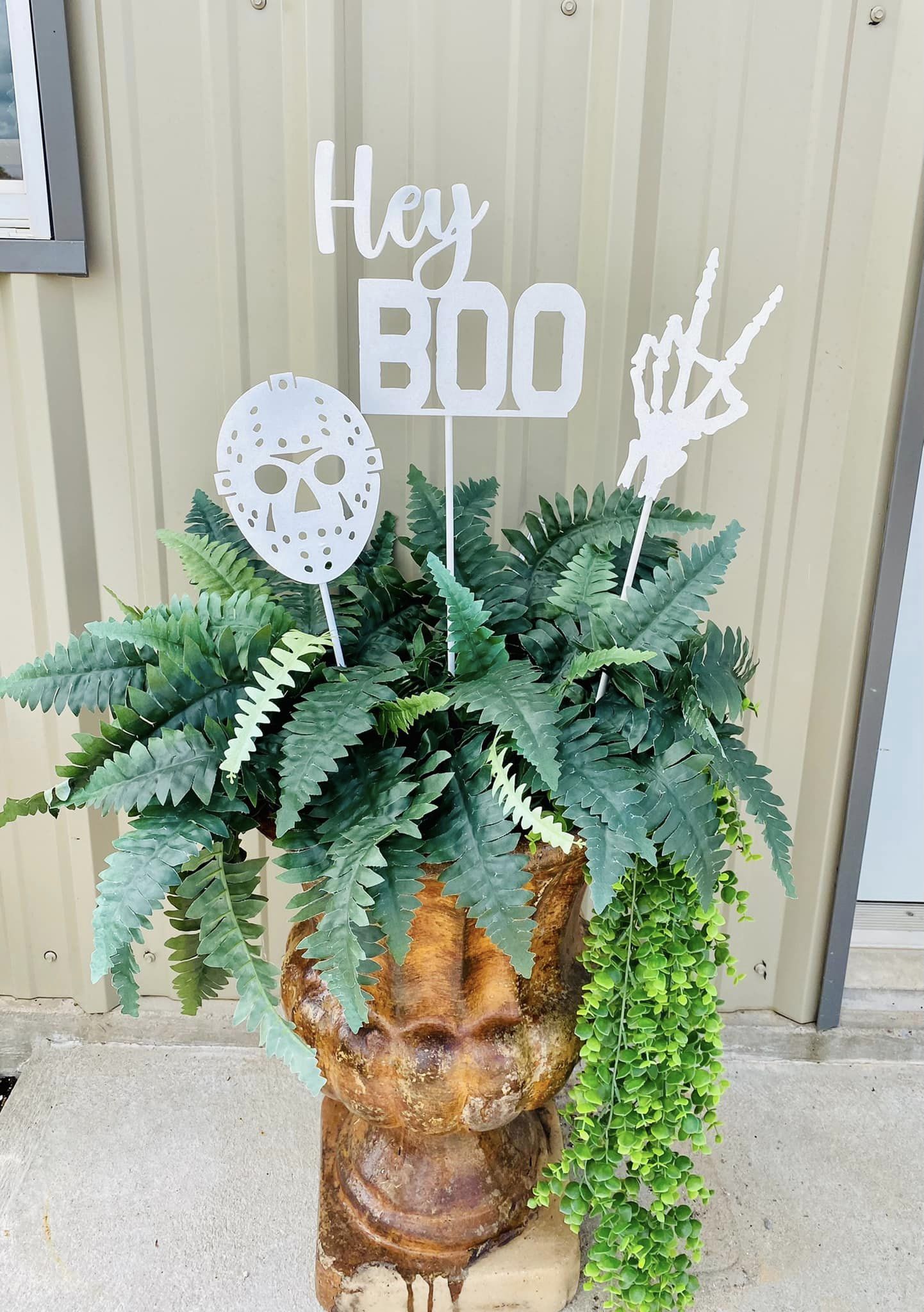 Jason Mask Halloween Plant Spike