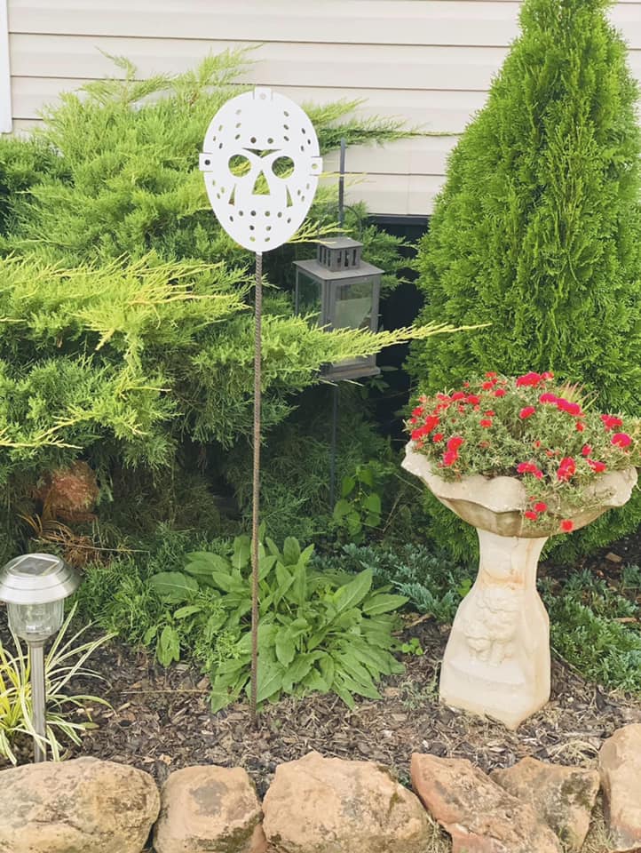 Jason Mask Halloween Plant Spike