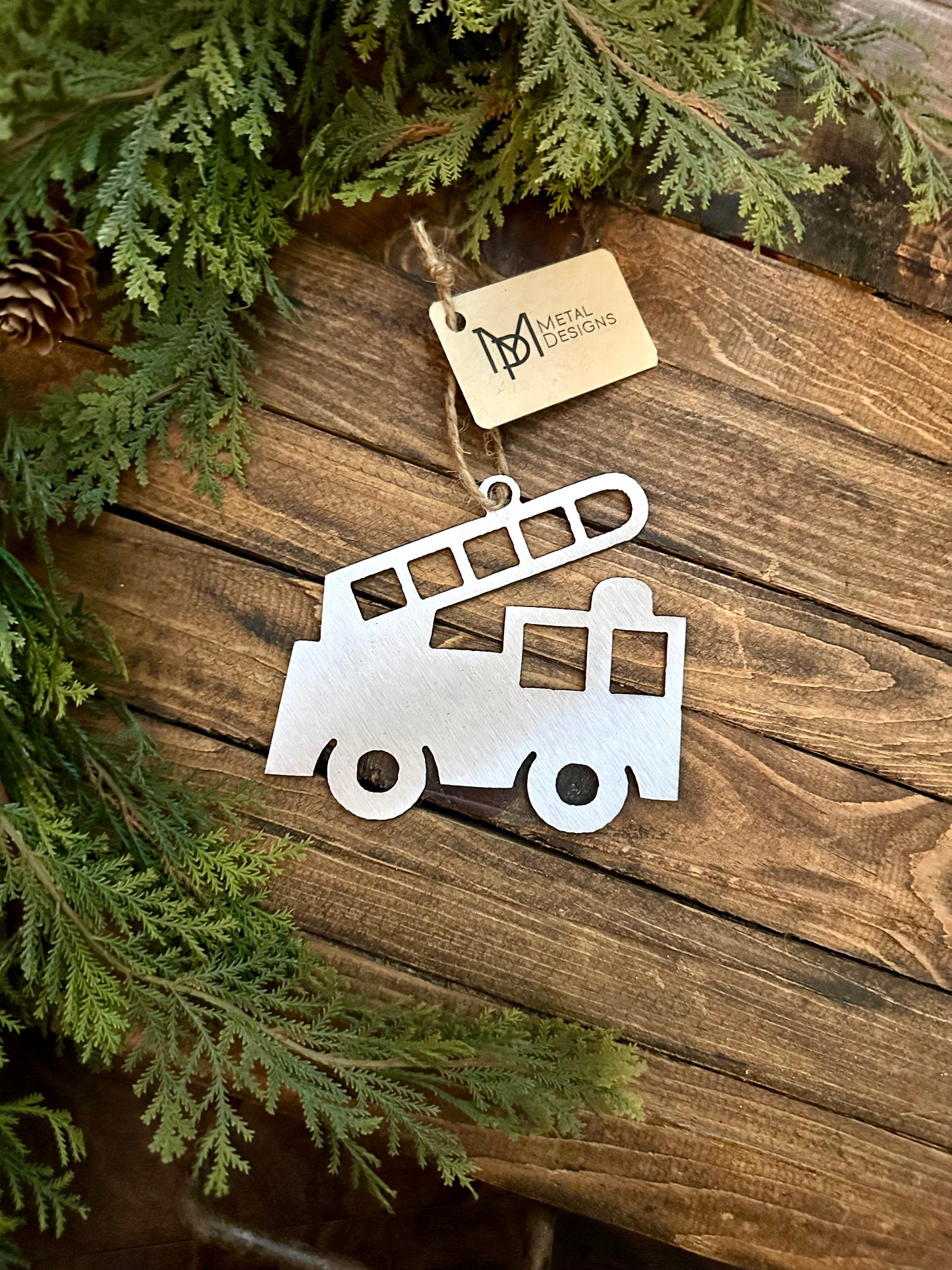 Fire Truck Metal Ornament