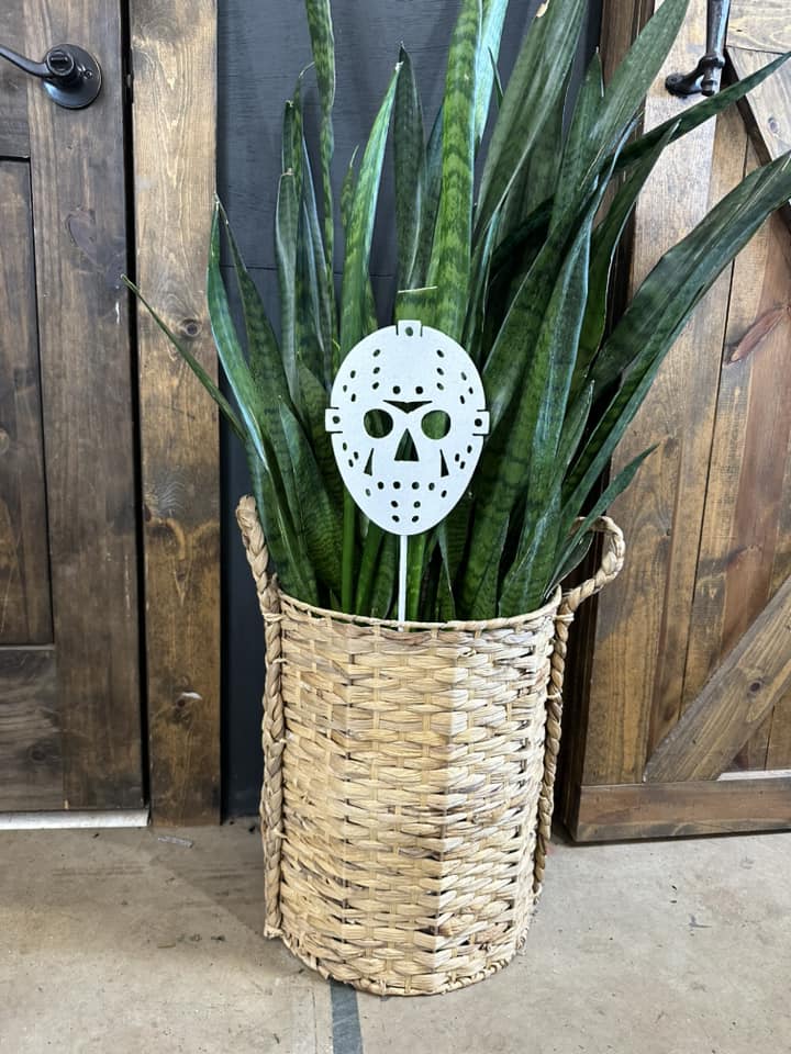 Jason Mask Halloween Plant Spike