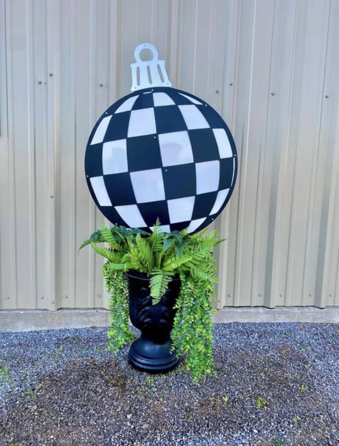 Black Checkered Ornament - Large