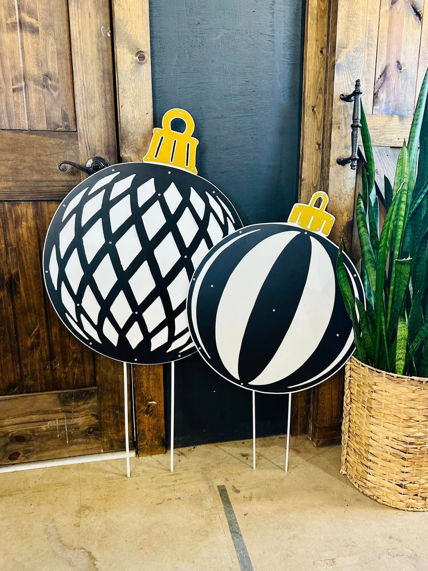 Black Striped Ornament - Large