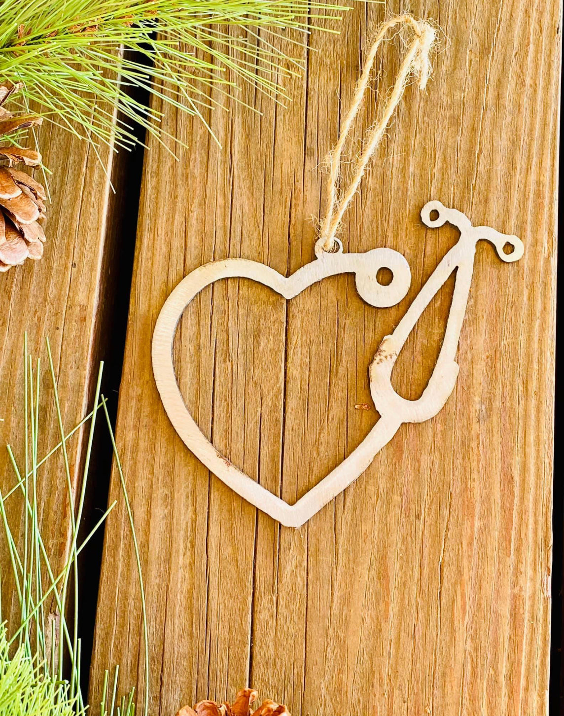 Heart Stethoscope Metal Ornament