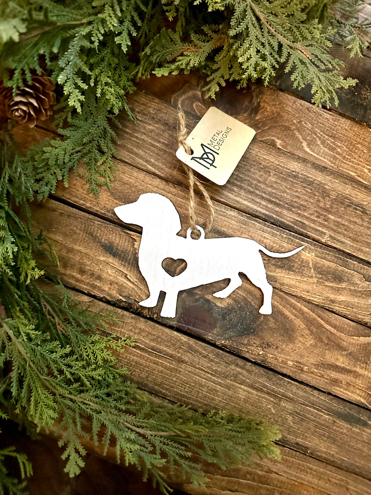 Weenie Dog Love Metal Ornament
