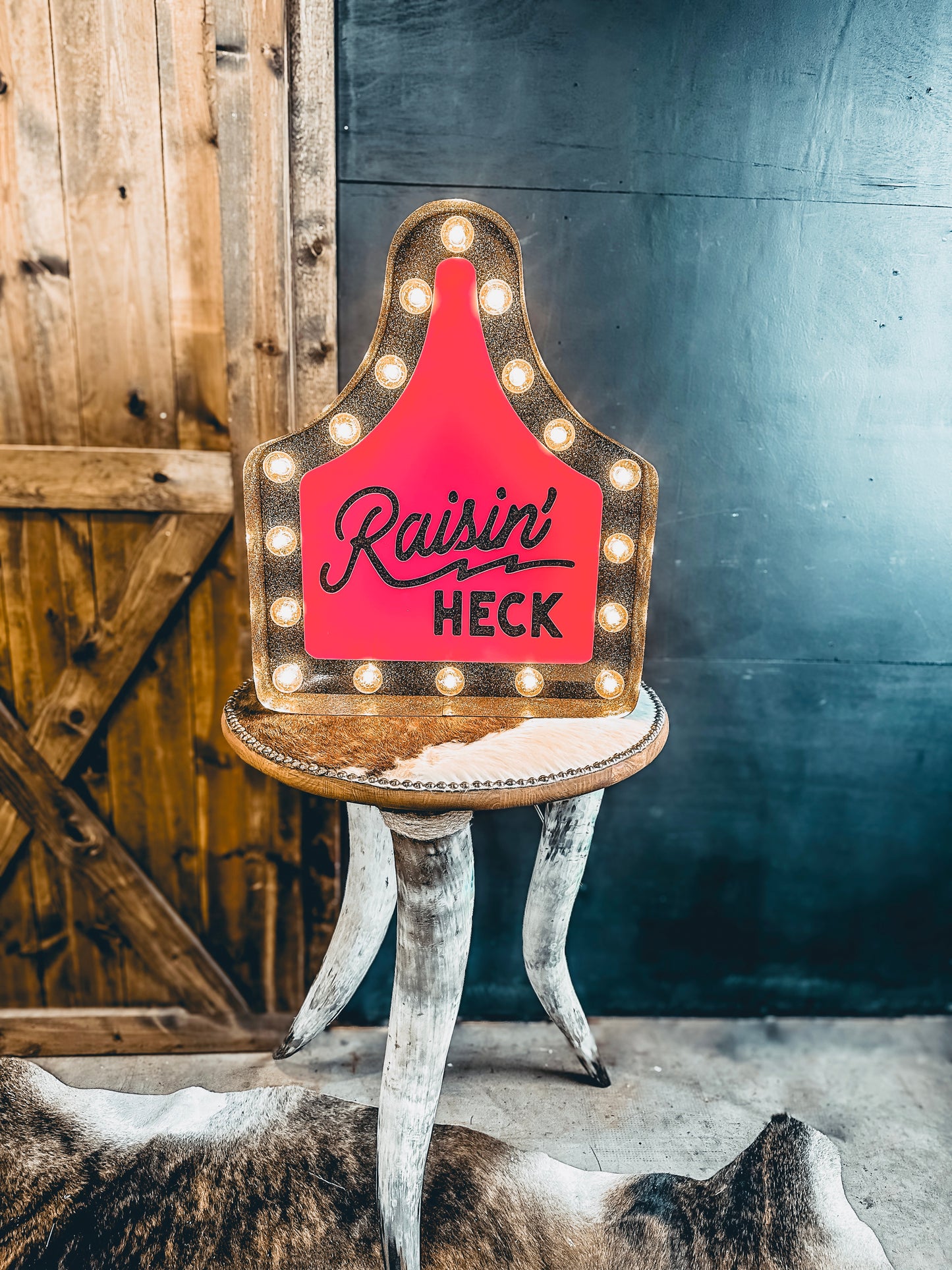 Glitter Black Cattle Tag Raisin' Heck