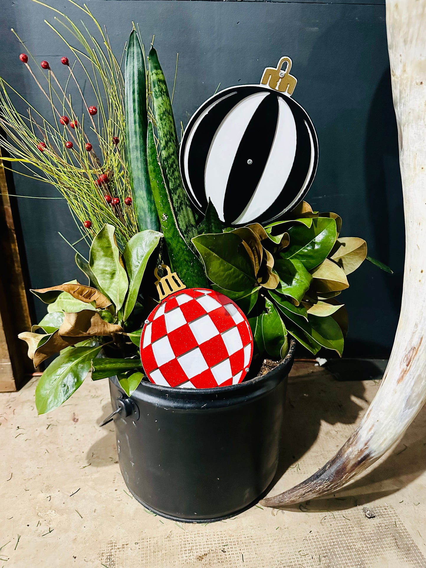Black Striped Ornament