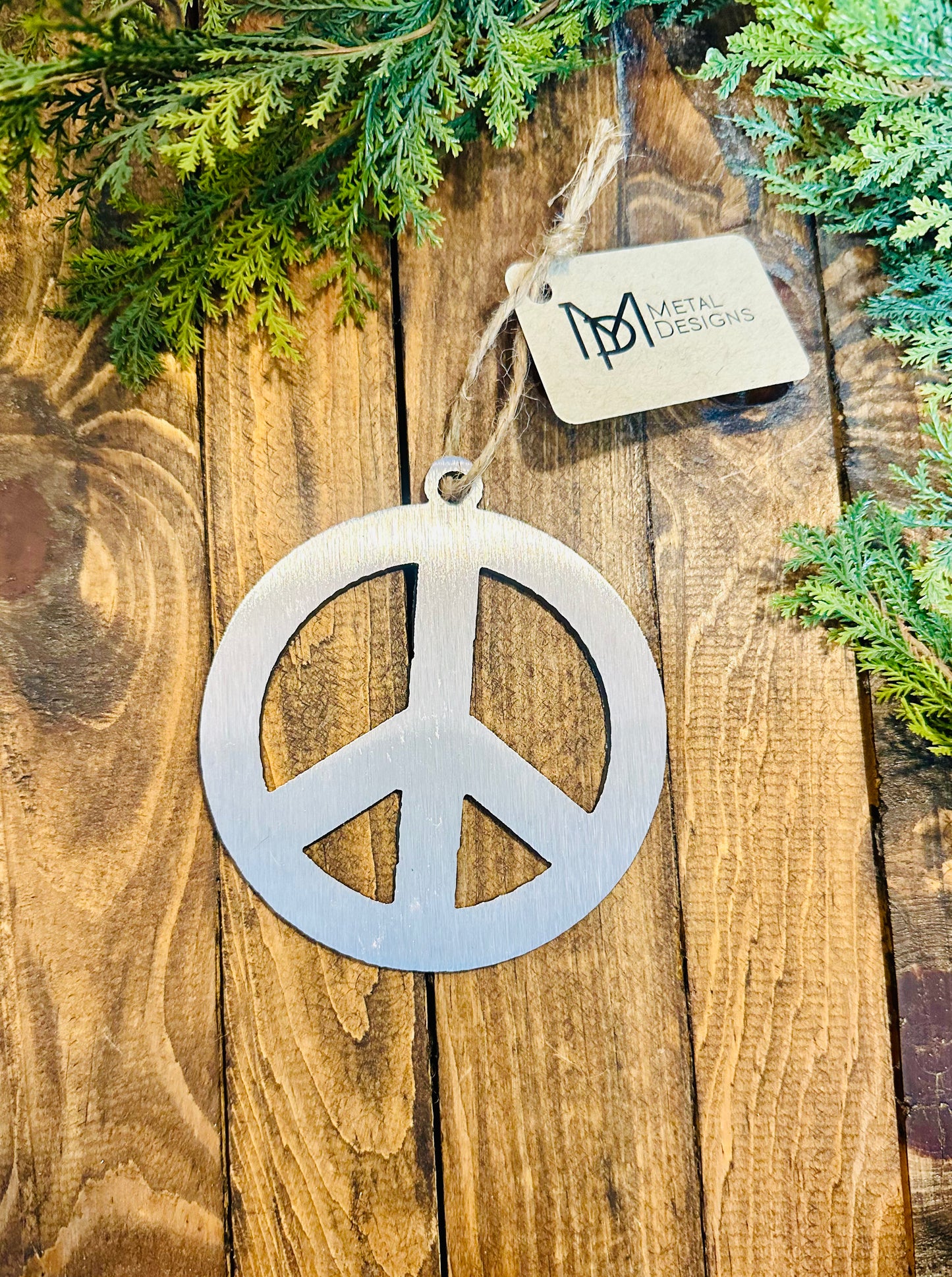 Peace Sign Metal Ornament