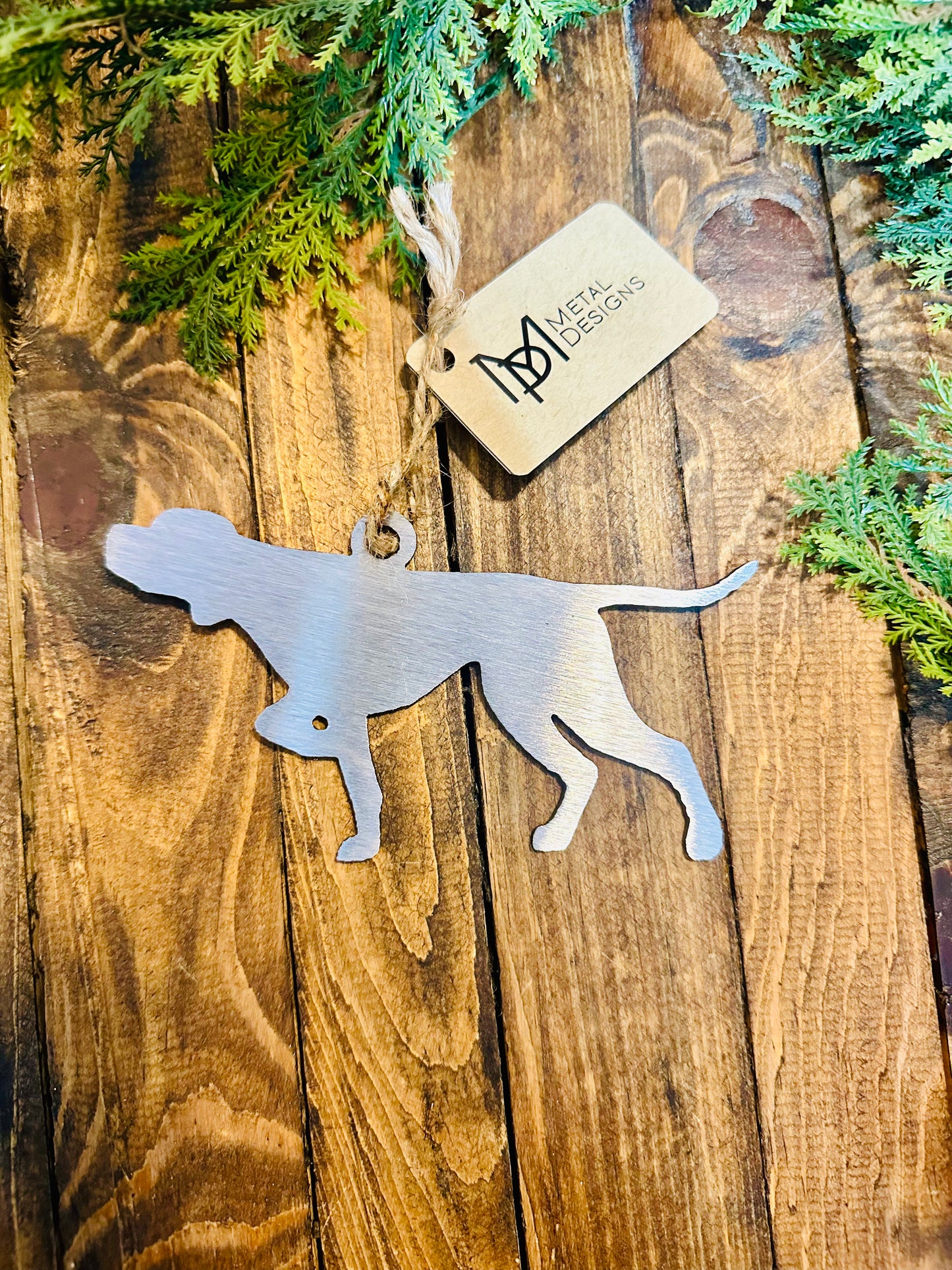 Pointer Hunting Pup Metal Ornament