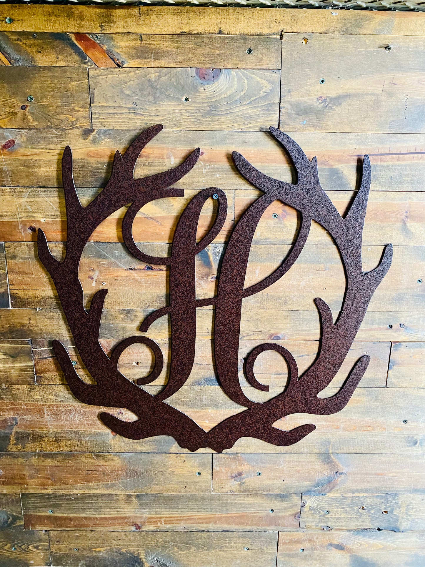 Custom Initial Antlers Sign