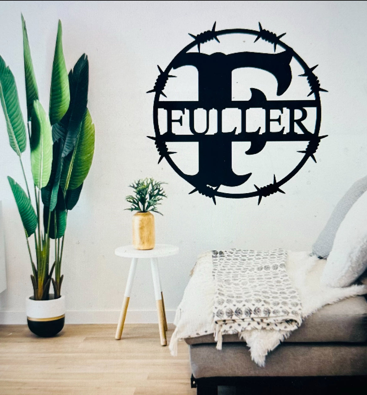 Custom Circle Split Barbed Wire Monogram