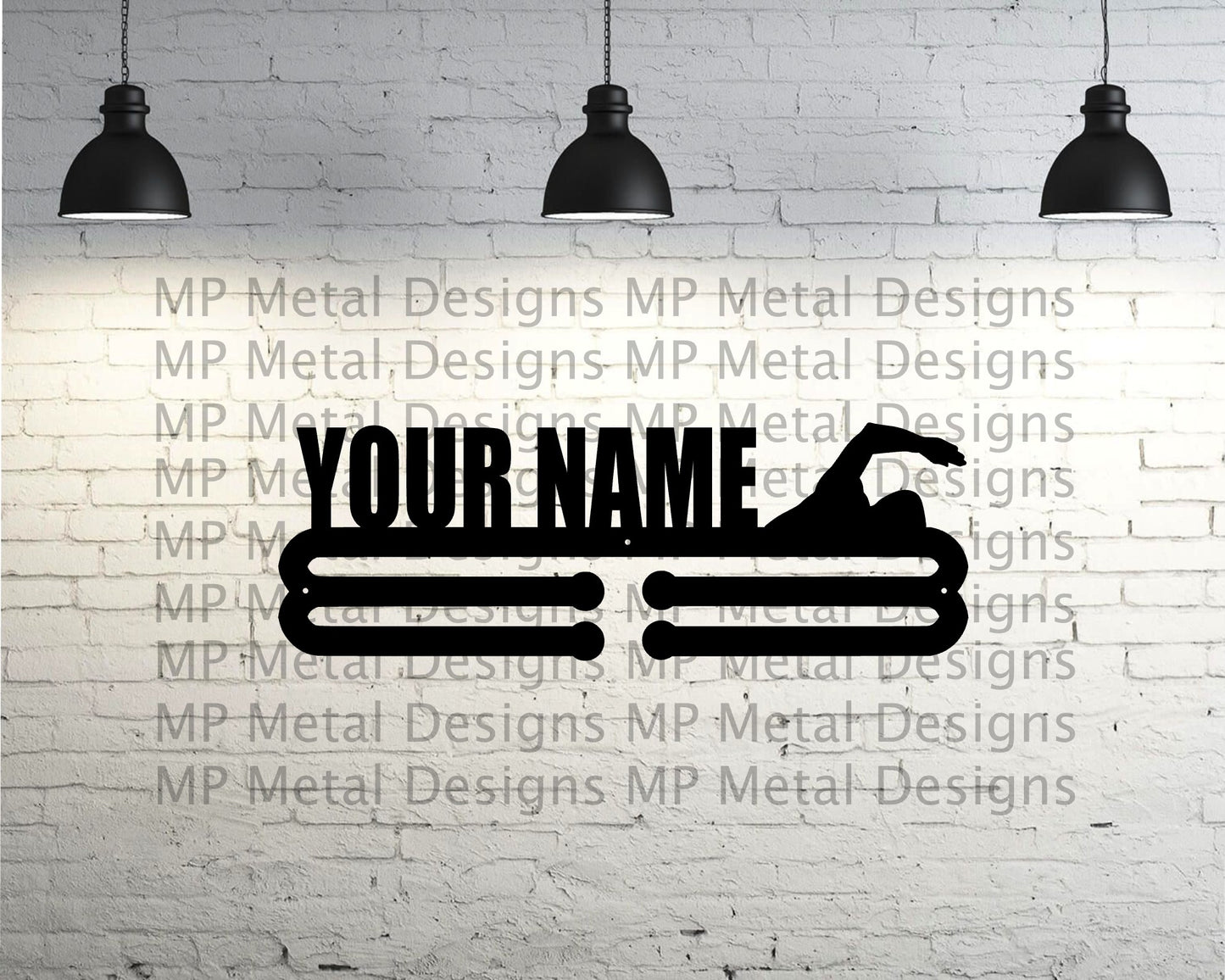 Flat Custom Name - Swimming - Medal Hanger