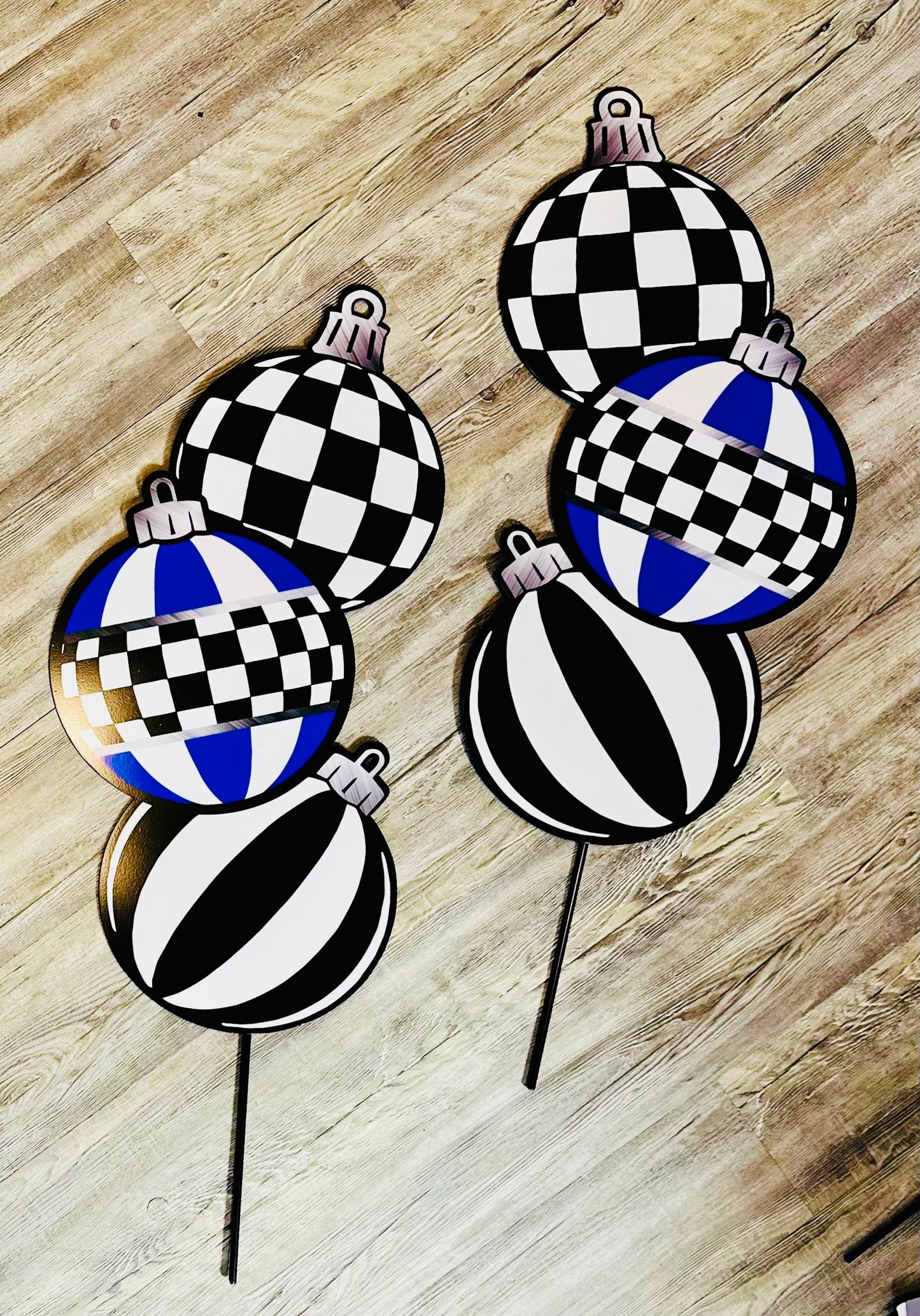 Blue and Black Vinyl Ornament Stack