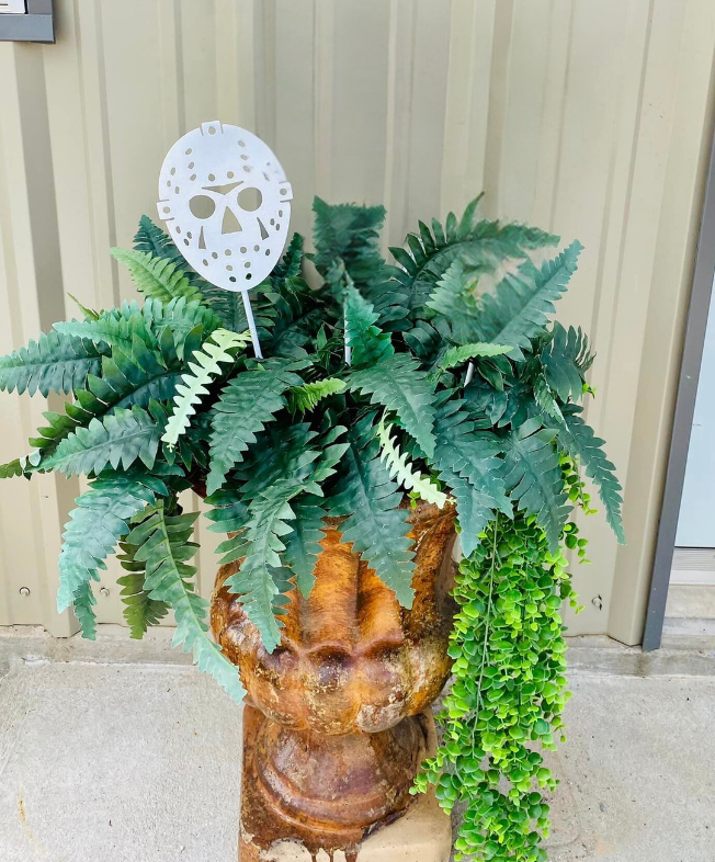 Jason Mask Halloween Plant Spike