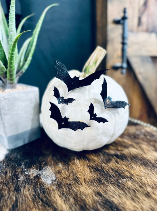Friggin Bats Flying Across a Pumpkin