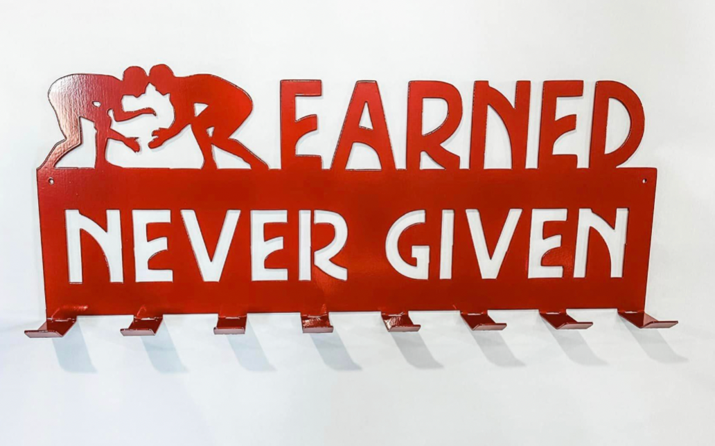 Wrestling Earned Never Given Gear/Medal Hangers