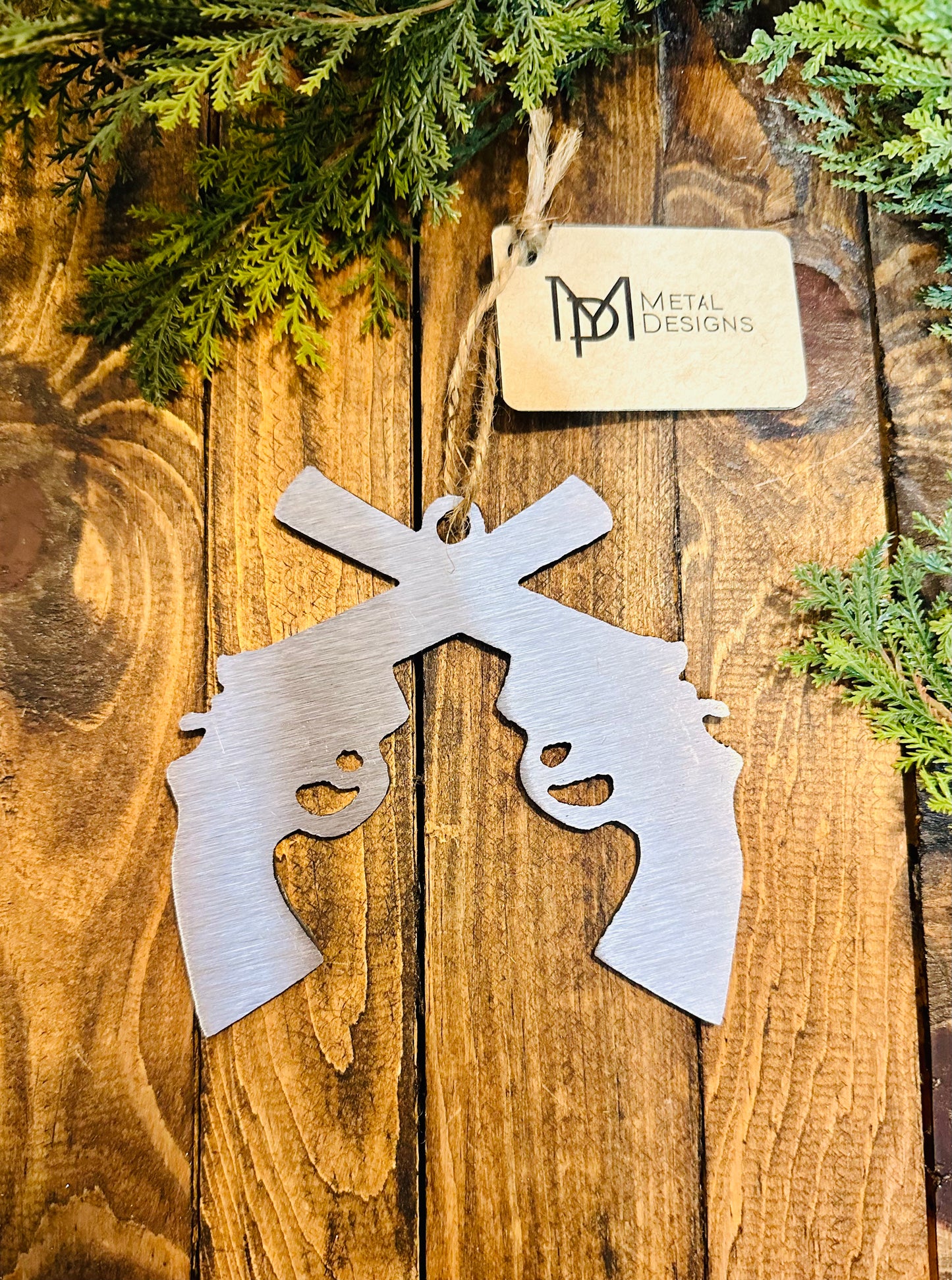 Pistols Firing Metal Ornament